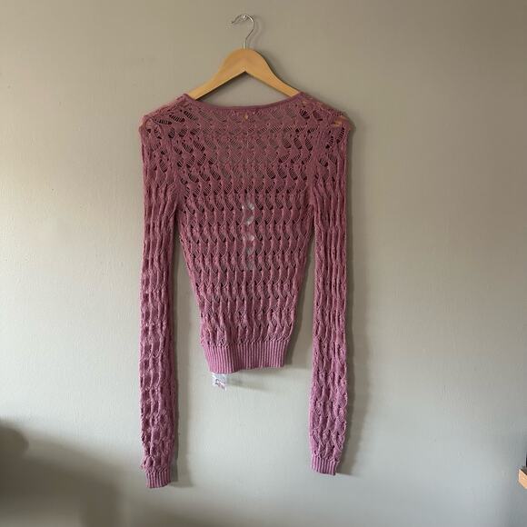 Catherine Malandrino Alpaca Purple Open Knit Sweater Size P NEW WITH TAGS - Picture 2 of 8